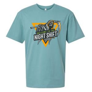 Welcome To The Night Shift Swagazon Associate Night Shifter Gift Sueded Cloud Jersey T-Shirt