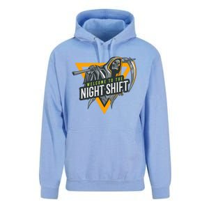 Welcome To The Night Shift Swagazon Associate Night Shifter Gift Unisex Surf Hoodie