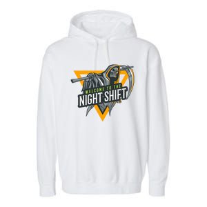 Welcome To The Night Shift Swagazon Associate Night Shifter Gift Garment-Dyed Fleece Hoodie