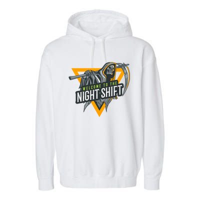 Welcome To The Night Shift Swagazon Associate Night Shifter Gift Garment-Dyed Fleece Hoodie