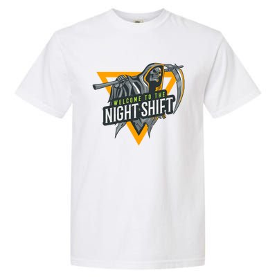 Welcome To The Night Shift Swagazon Associate Night Shifter Gift Garment-Dyed Heavyweight T-Shirt