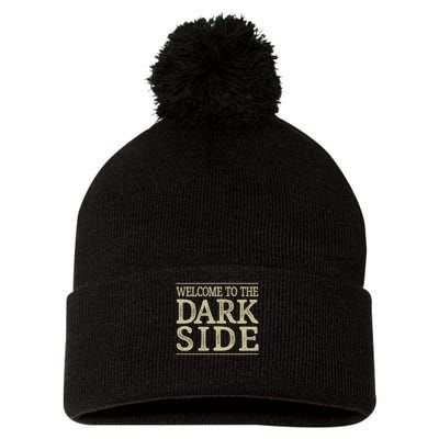 Welcome To The Dark Side Vintage Style Pom Pom 12in Knit Beanie