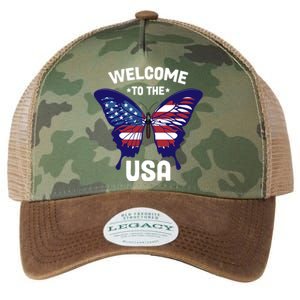 Welcome To The Usa Patriotic Butterfly New American Citizen Funny Gift Legacy Tie Dye Trucker Hat