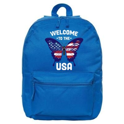 Welcome To The Usa Patriotic Butterfly New American Citizen Funny Gift 16 in Basic Backpack