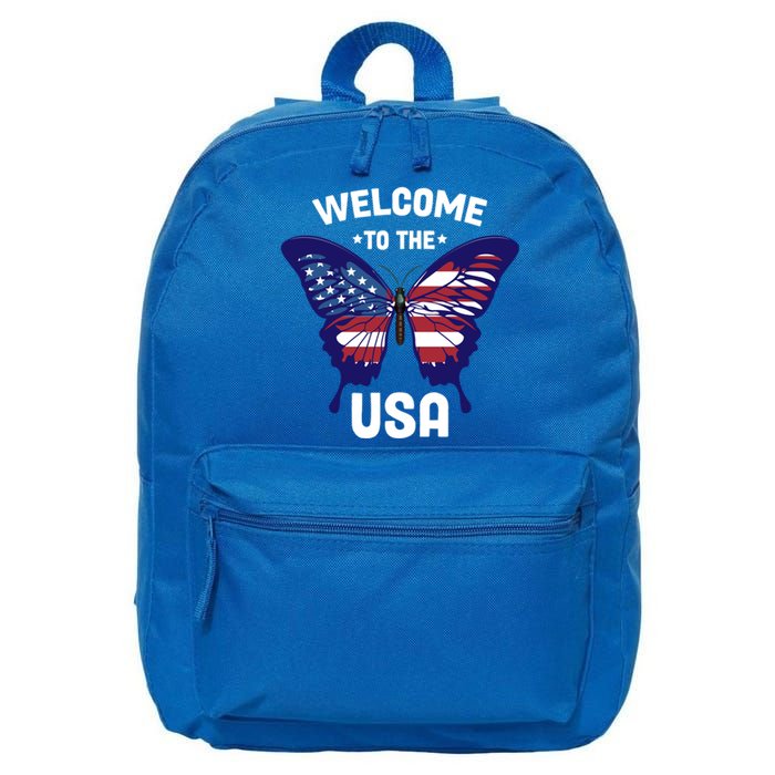 Welcome To The Usa Patriotic Butterfly New American Citizen Funny Gift 16 in Basic Backpack