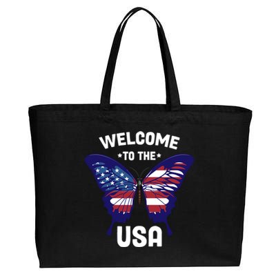 Welcome To The Usa Patriotic Butterfly New American Citizen Funny Gift Cotton Canvas Jumbo Tote