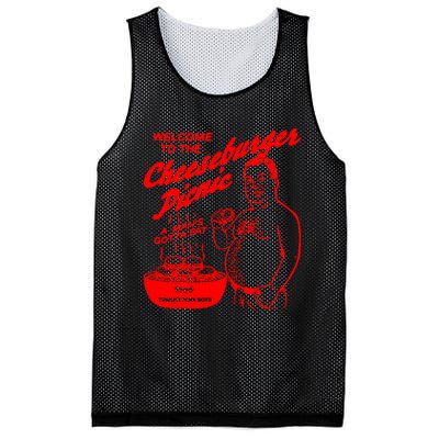 Welcome To The Cheeseburger Picnic A ManS Gotta Eat Trailer Park Mesh Reversible Basketball Jersey Tank