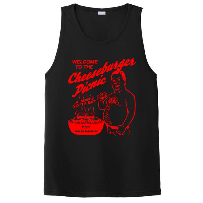 Welcome To The Cheeseburger Picnic A ManS Gotta Eat Trailer Park PosiCharge Competitor Tank