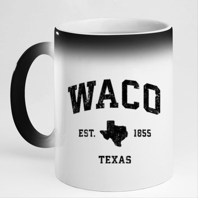 Waco Texas Tx Vintage Established State Flag Sports Design 11oz Black Color Changing Mug