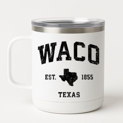 Waco Texas Tx Vintage Established State Flag Sports Design 12 oz Stainless Steel Tumbler Cup