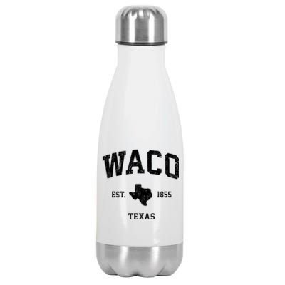 Waco Texas Tx Vintage Established State Flag Sports Design Stainless Steel Insulated Water Bottle