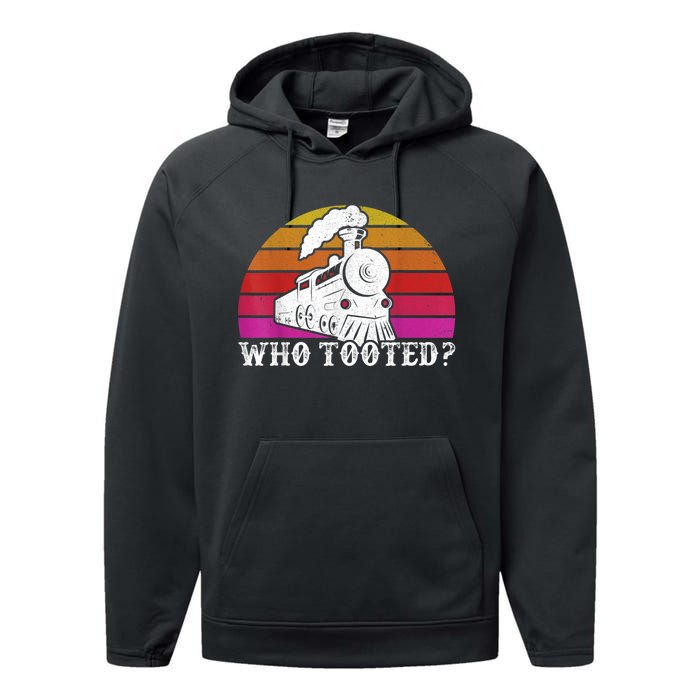 Who Tooted Train Themed Train Collectors Performance Fleece Hoodie