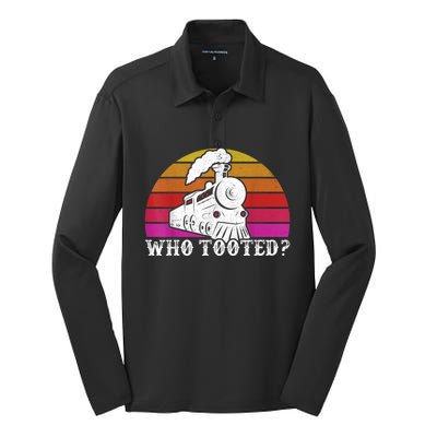 Who Tooted Train Themed Train Collectors Silk Touch Performance Long Sleeve Polo