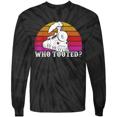 Who Tooted Train Themed Train Collectors Tie-Dye Long Sleeve Shirt