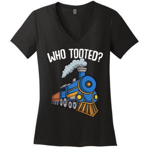 Who Tooted Train Boy Women's V-Neck T-Shirt