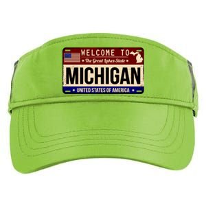 Welcome To The Great Lakes State USA License Plate Michigan Adult Drive Performance Visor