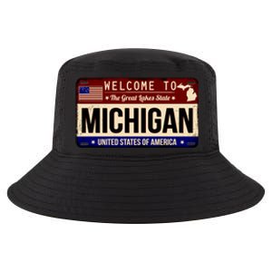 Welcome To The Great Lakes State USA License Plate Michigan Cool Comfort Performance Bucket Hat