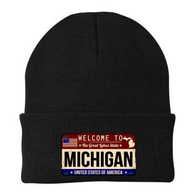 Welcome To The Great Lakes State USA License Plate Michigan Beanie