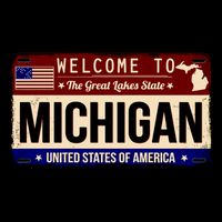 Welcome To The Great Lakes State USA License Plate Michigan Flatbill Hat