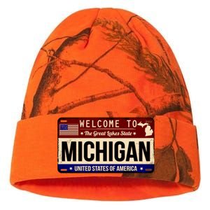 Welcome To The Great Lakes State USA License Plate Michigan Kati Licensed 12" Camo Beanie