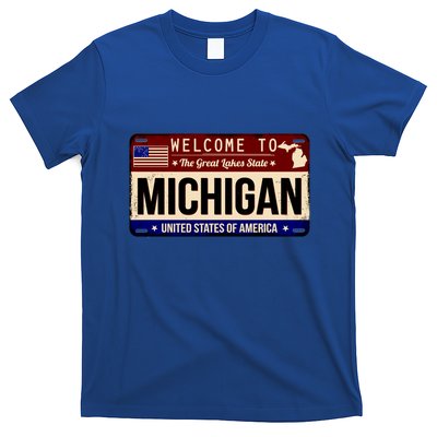 Welcome To The Great Lakes State USA License Plate Michigan T-Shirt