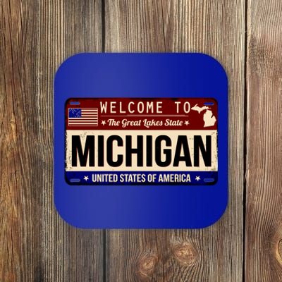 Welcome To The Great Lakes State USA License Plate Michigan Coaster