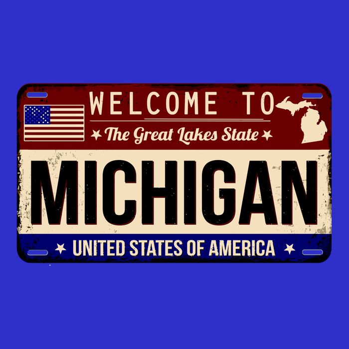 Welcome To The Great Lakes State USA License Plate Michigan Baby Bodysuit