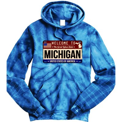 Welcome To The Great Lakes State USA License Plate Michigan Tie Dye Hoodie