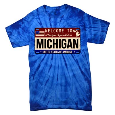 Welcome To The Great Lakes State USA License Plate Michigan Tie-Dye T-Shirt