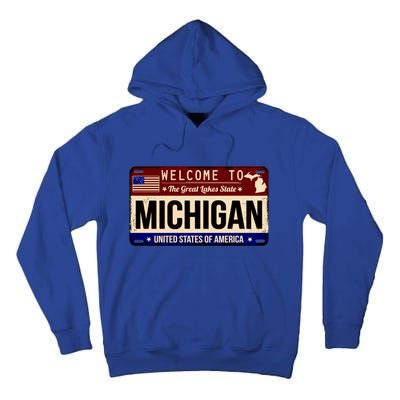 Welcome To The Great Lakes State USA License Plate Michigan Tall Hoodie