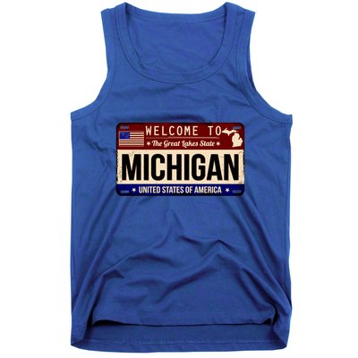 Welcome To The Great Lakes State USA License Plate Michigan Tank Top