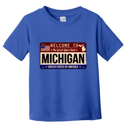 Welcome To The Great Lakes State USA License Plate Michigan Toddler T-Shirt