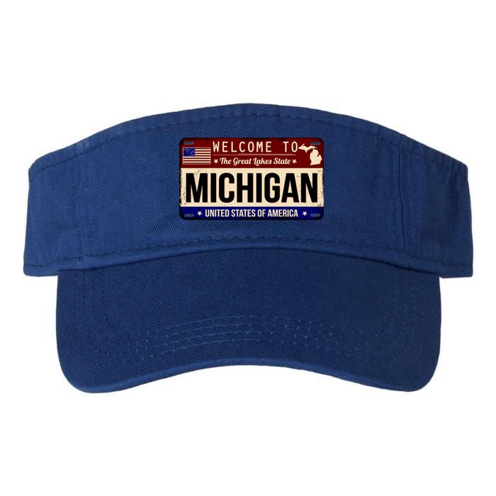 Welcome To The Great Lakes State USA License Plate Michigan Valucap Bio-Washed Visor