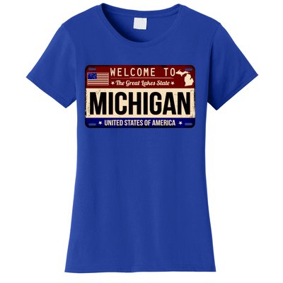 Welcome To The Great Lakes State USA License Plate Michigan Women's T-Shirt