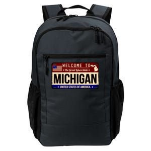 Welcome To The Great Lakes State USA License Plate Michigan Daily Commute Backpack