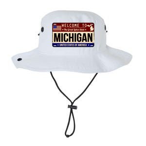 Welcome To The Great Lakes State USA License Plate Michigan Legacy Cool Fit Booney Bucket Hat