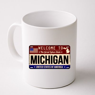 Welcome To The Great Lakes State USA License Plate Michigan Coffee Mug