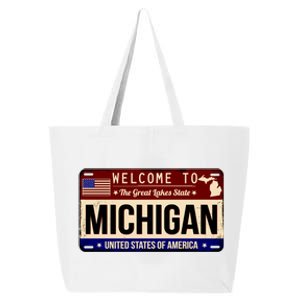 Welcome To The Great Lakes State USA License Plate Michigan 25L Jumbo Tote