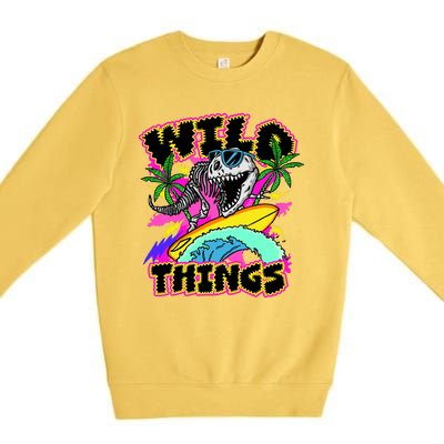 Wild Things T Rex Surfing Premium Crewneck Sweatshirt