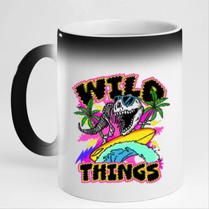 Wild Things T Rex Surfing 11oz Black Color Changing Mug