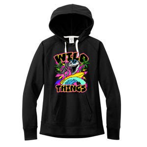 Wild Things T Rex Surfing Women's Fleece Hoodie