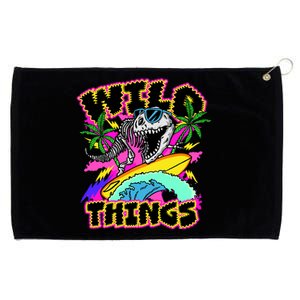 Wild Things T Rex Surfing Grommeted Golf Towel