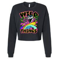Wild Things T Rex Surfing Cropped Pullover Crew