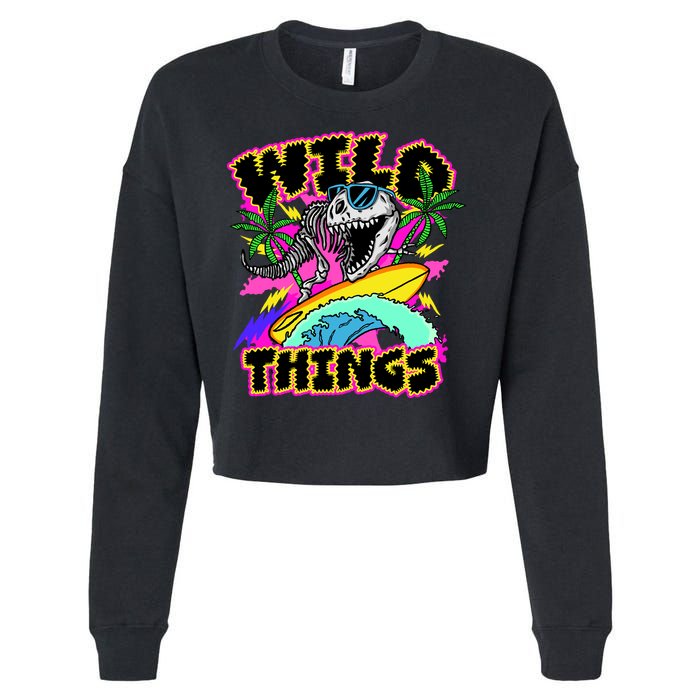 Wild Things T Rex Surfing Cropped Pullover Crew