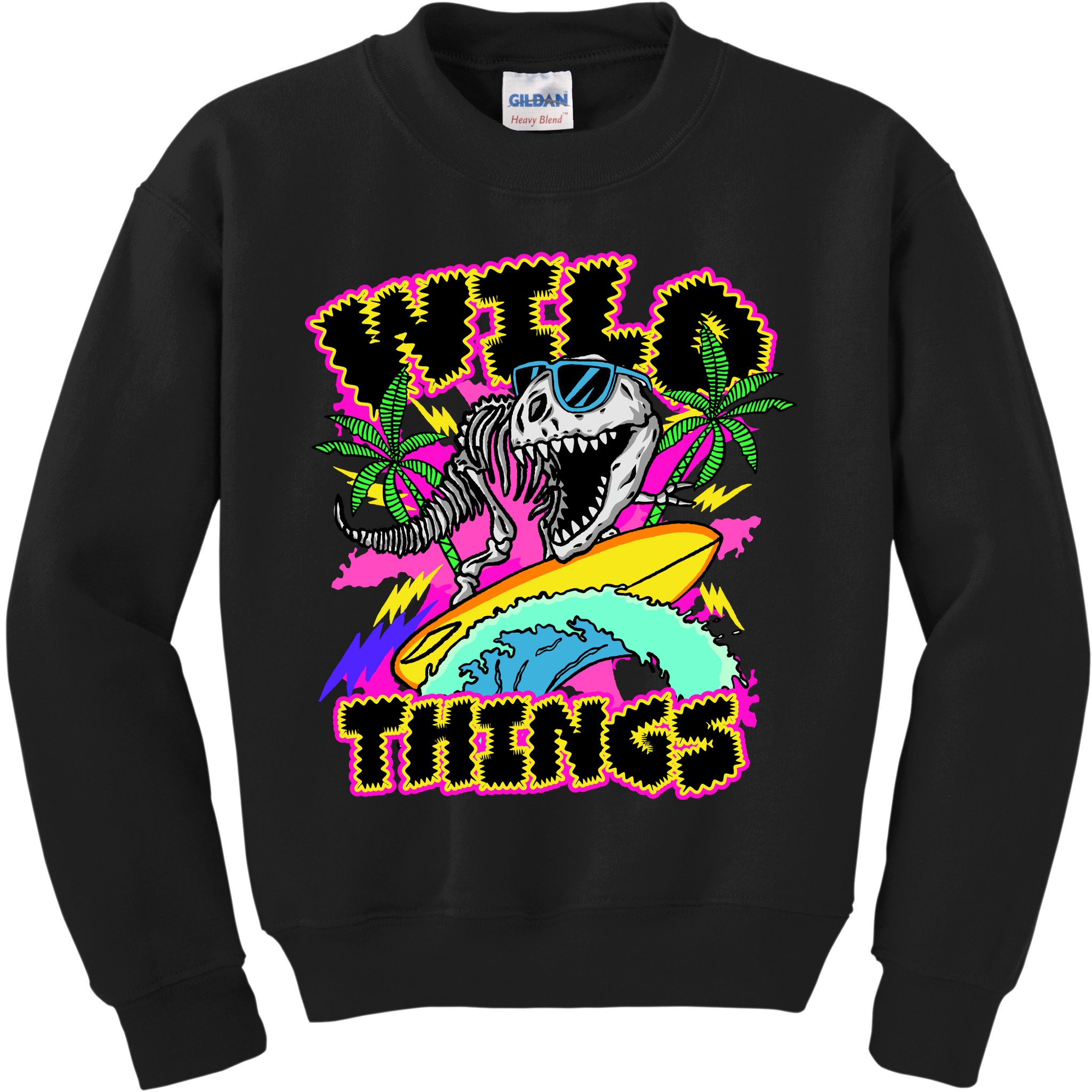Wild Things T Rex Surfing Kids Sweatshirt