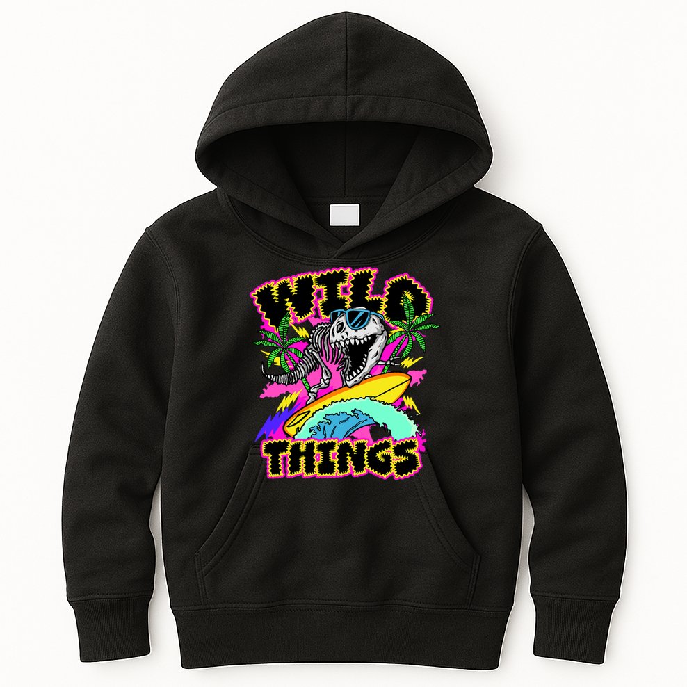 Wild Things T Rex Surfing Kids Hoodie