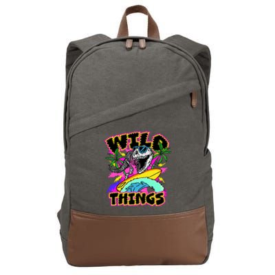 Wild Things T Rex Surfing Cotton Canvas Backpack