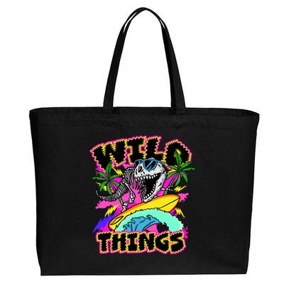 Wild Things T Rex Surfing Cotton Canvas Jumbo Tote