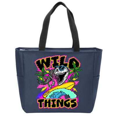 Wild Things T Rex Surfing Zip Tote Bag