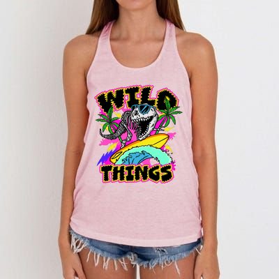 Wild Things T Rex Surfing Women's Knotted Racerback Tank